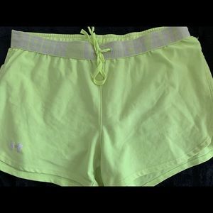 Neon yellow under armour shorts